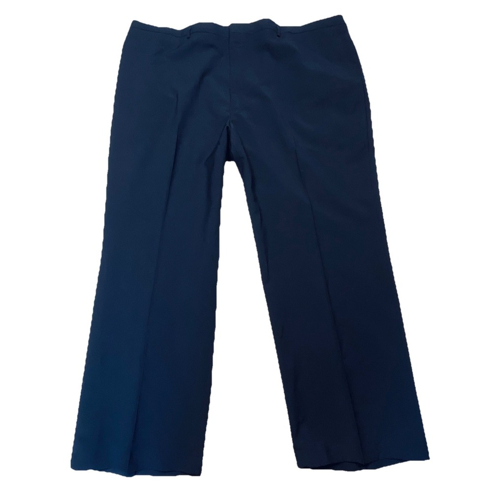 Haggar Navy Blue Wool Pants 50Wx30L Magic Stretch Straight Wrinkle Free No Iron